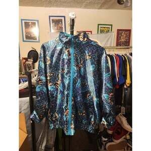 Vintage 90s 80s Rafael Jacket Windbreaker Womans Small Reversible Floral Zip CR3